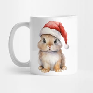 Eastern Cottontail Rabbit in Santa Hat Mug